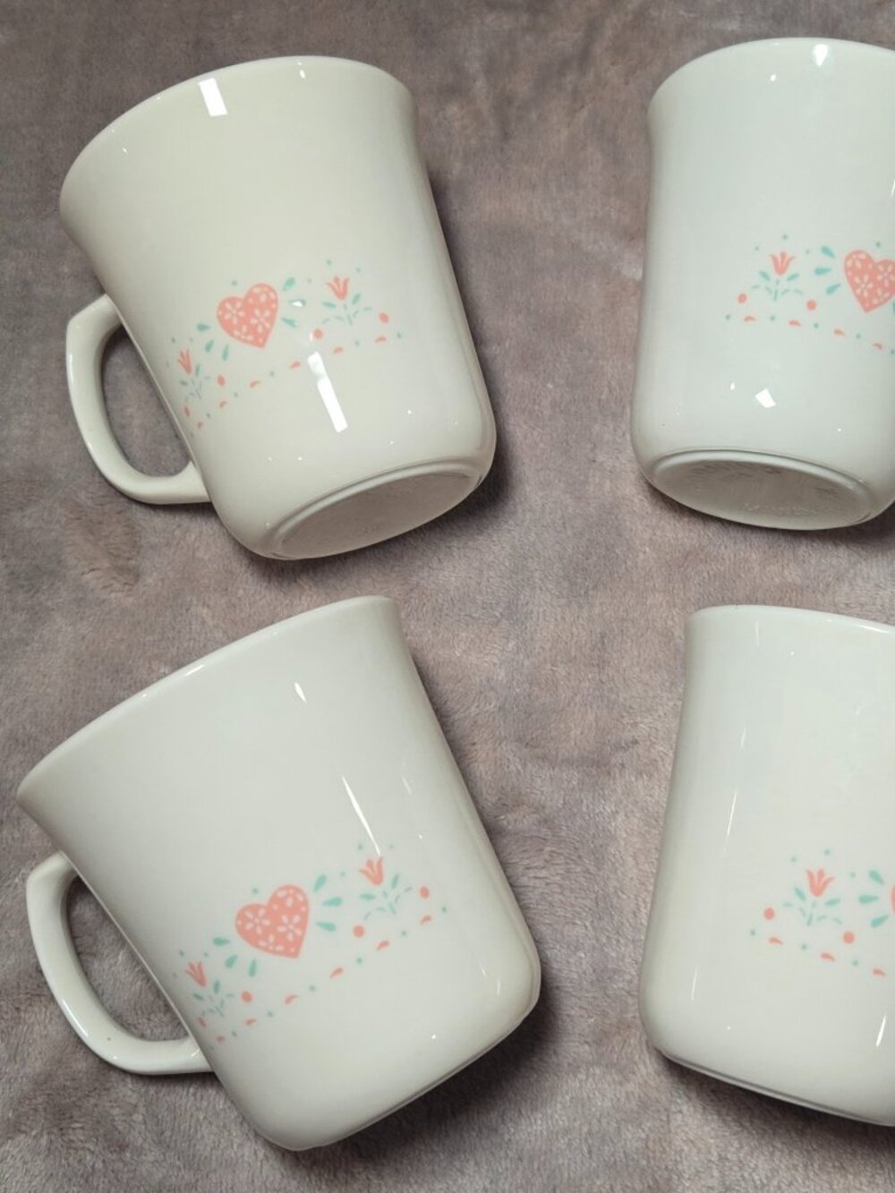 4 Vintage Corning Corelle "Forever Yours" Coffee Mug Set